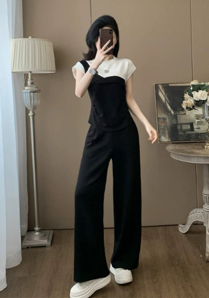 黑白撞色套裝