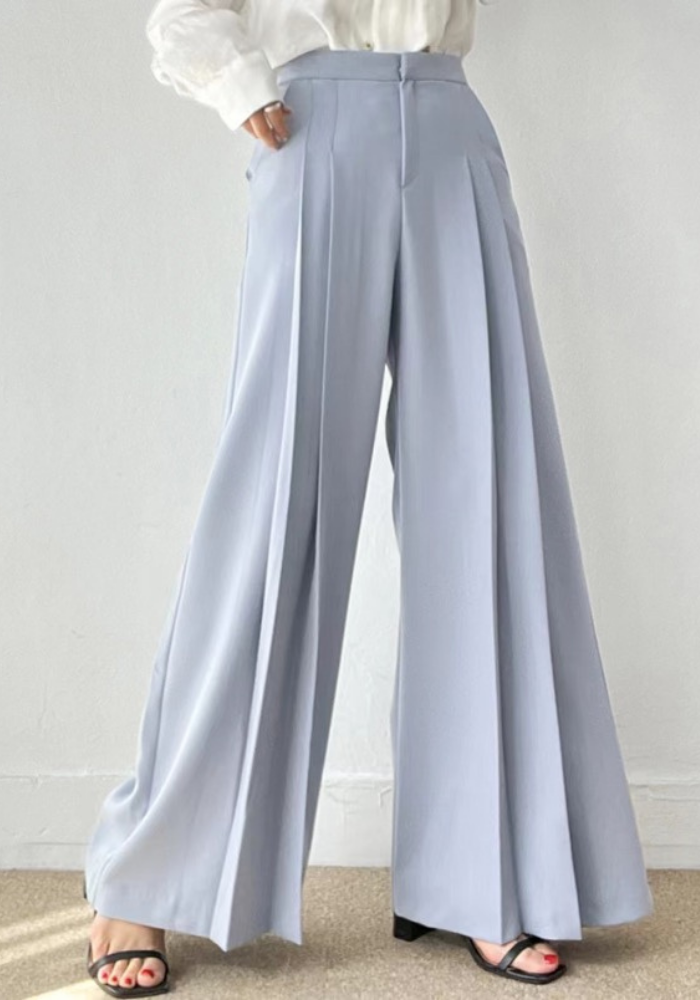 [Korean style high-waisted wide-leg suit pants]