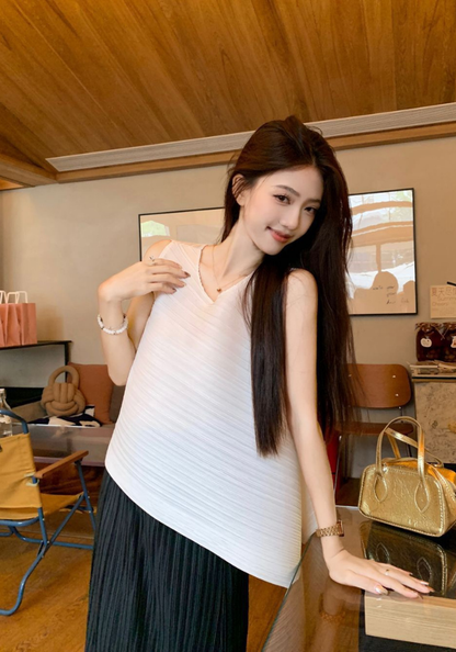 French camisole + fringed skirt