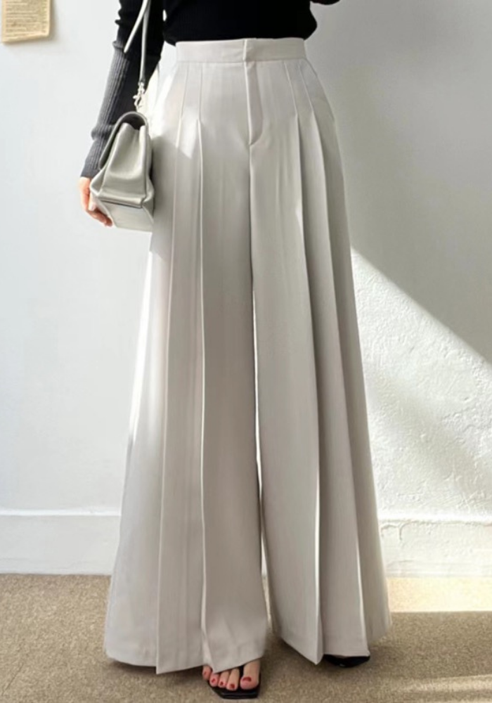 [Korean style high-waisted wide-leg suit pants]