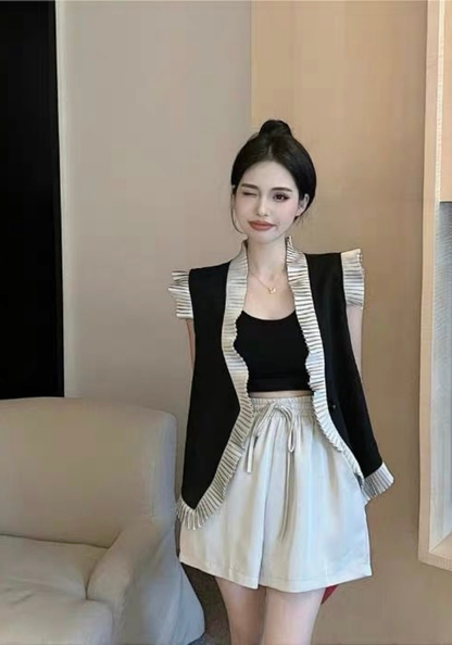 [Small fragrant style vest and shorts set]