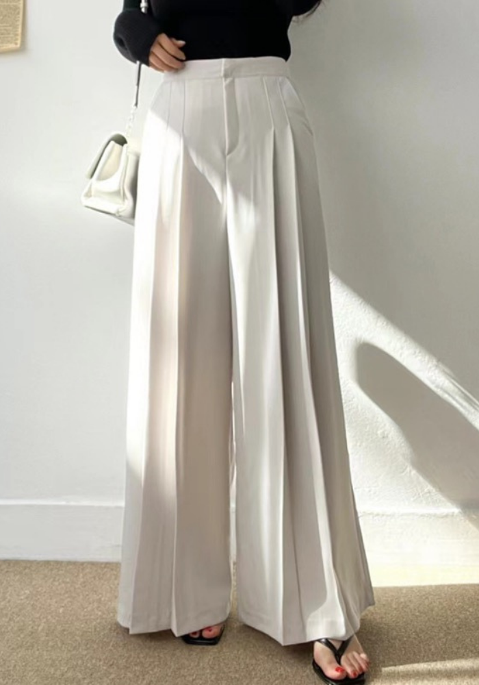 [Korean style high-waisted wide-leg suit pants]