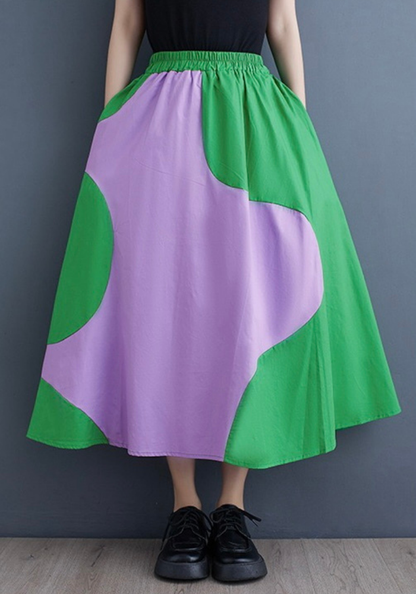 Korean style patchwork A-line skirt