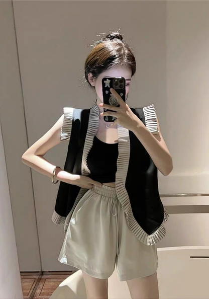 [Small fragrant style vest and shorts set]