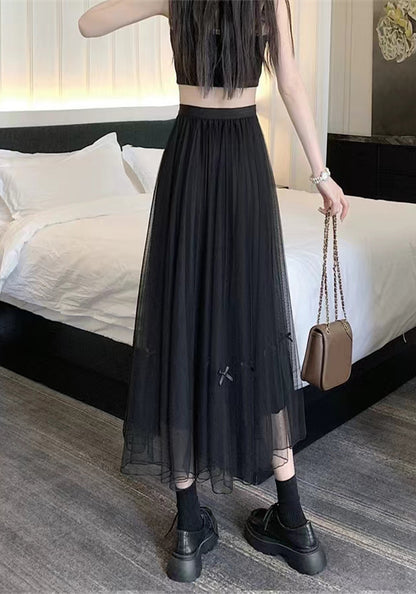 Sweet high-waisted mesh skirt