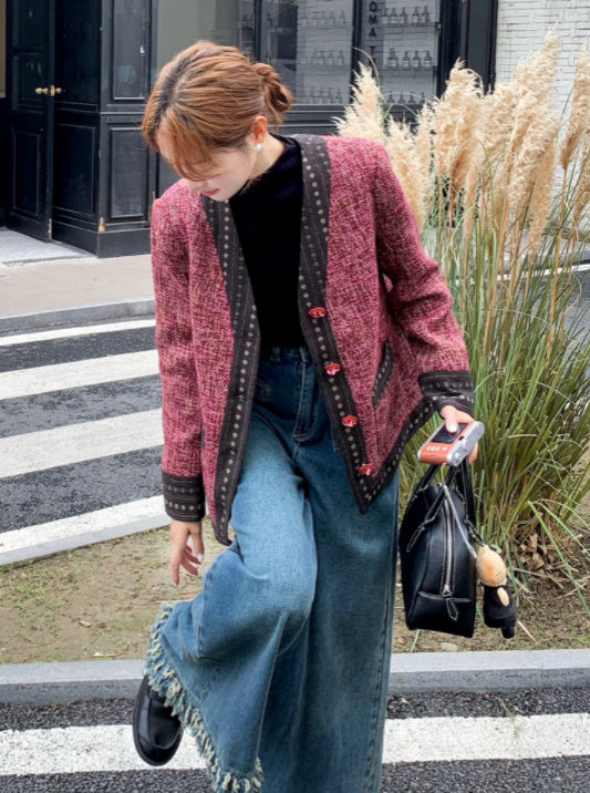 粉紫小香風外套