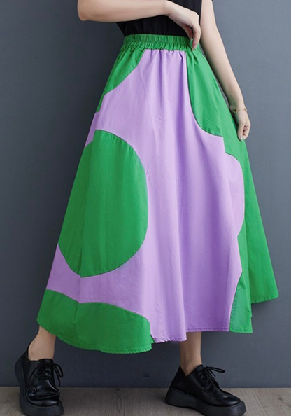 Korean style patchwork A-line skirt