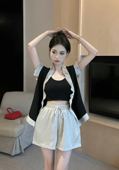 [Small fragrant style vest and shorts set]