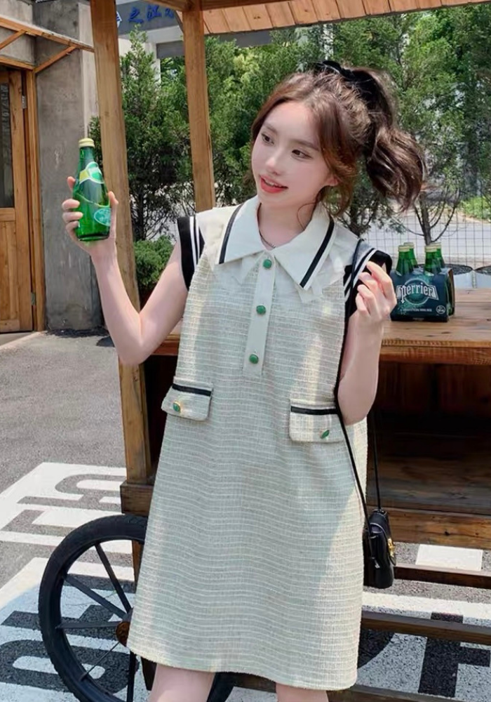 [Elegant doll collar sleeveless dress]