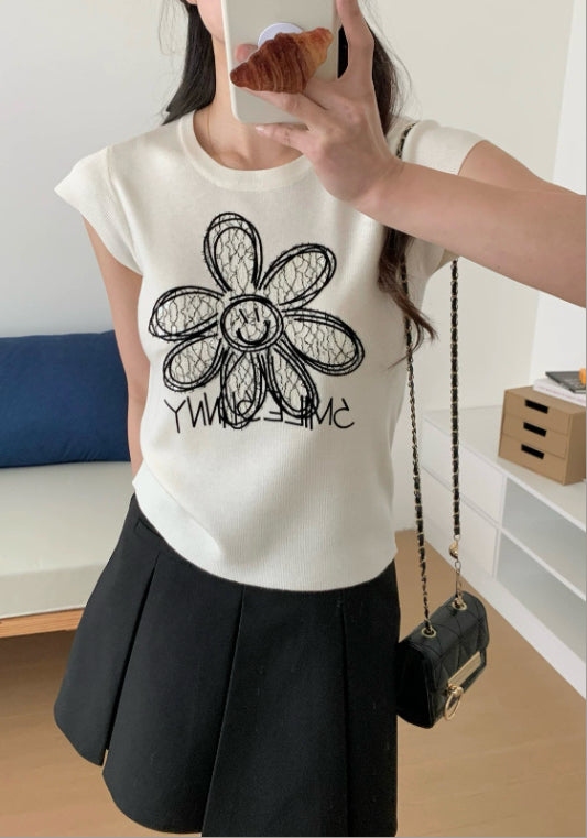 亮片小花背心