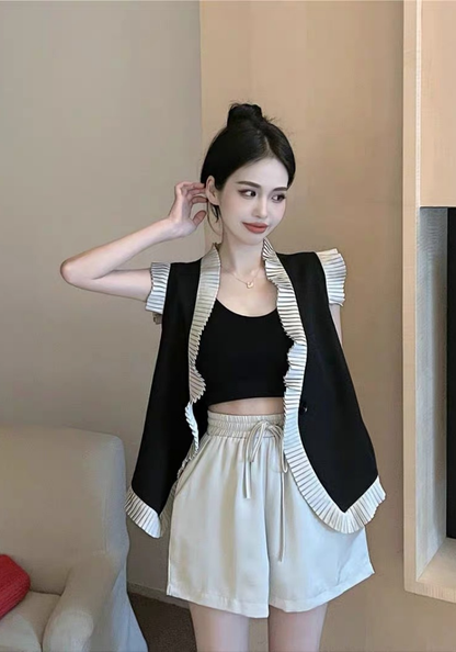 [Small fragrant style vest and shorts set]