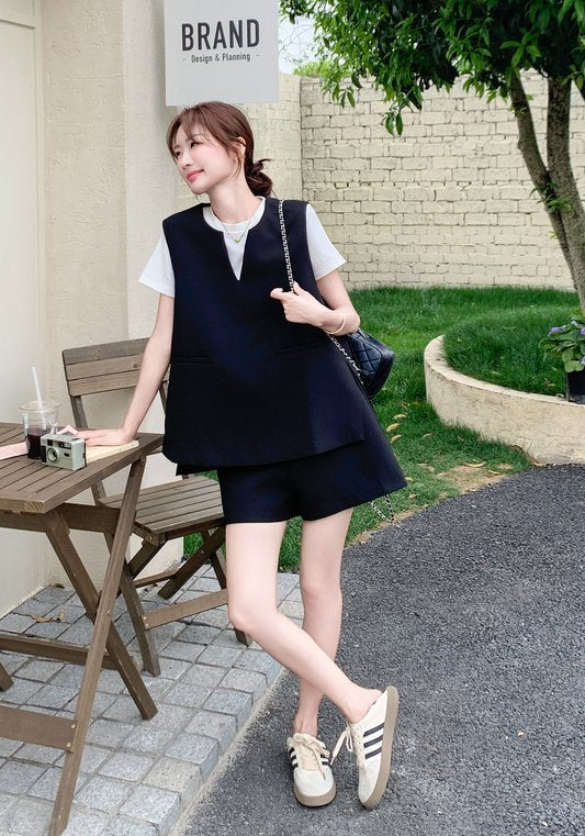 黑色假兩件套裝