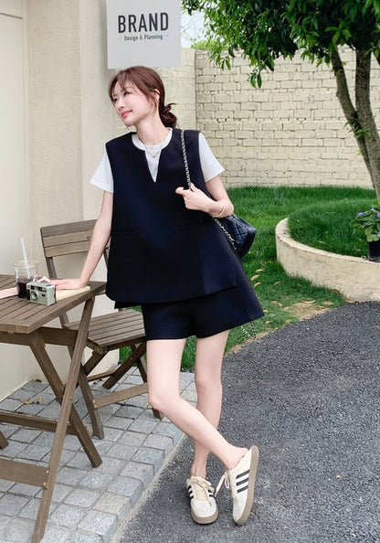 黑色假兩件套裝