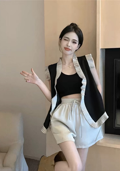 [Small fragrant style vest and shorts set]