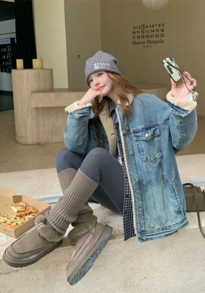 牛仔羊羔毛外套