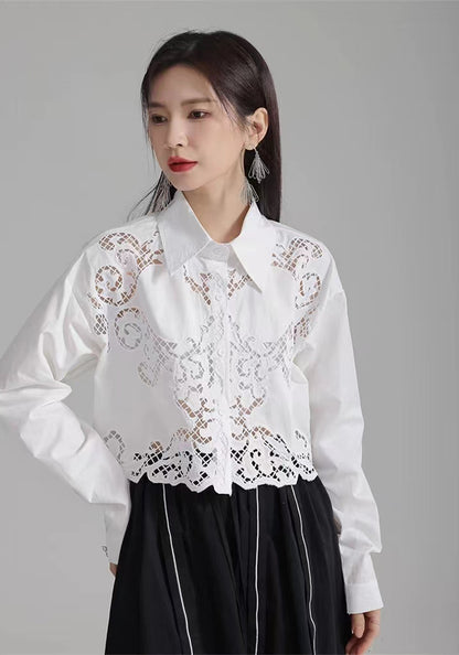 鑽花長袖襯衫
