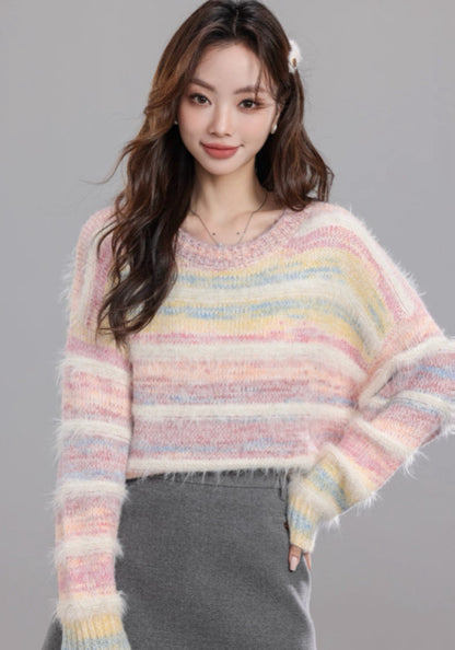 彩色條紋毛衣