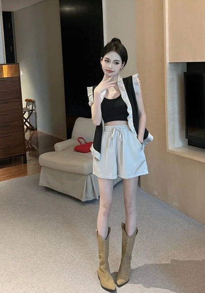 [Small fragrant style vest and shorts set]