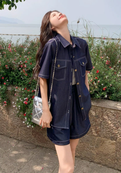 深藍牛仔套裝