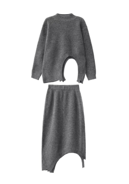Grey sweater dress set