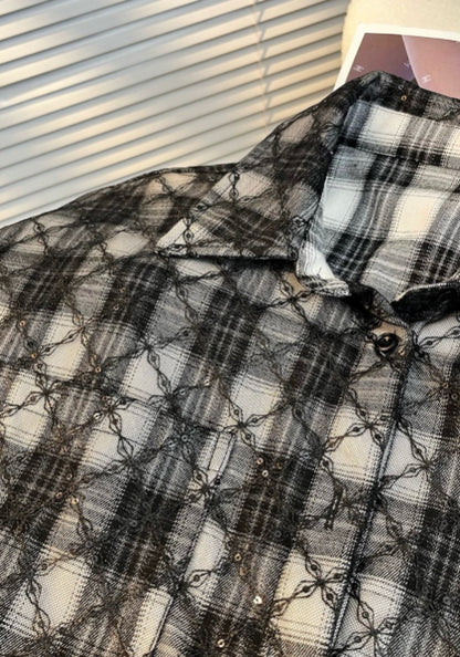 黑色格仔襯衫
