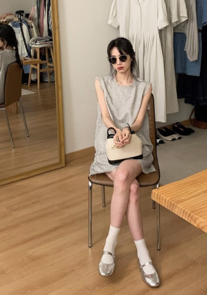 [Xiaoxiangfeng gray cotton and linen suit]