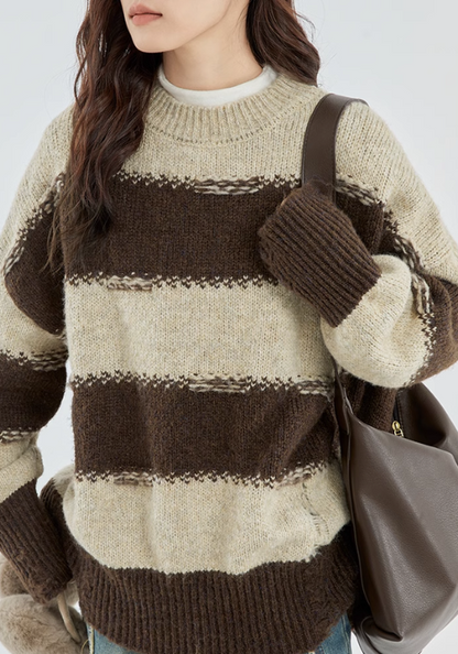 brown striped sweater