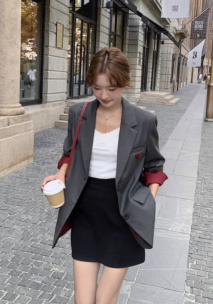 Premium red button suit