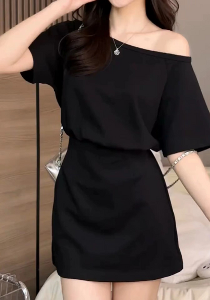 Off-the-shoulder T-shirt dress