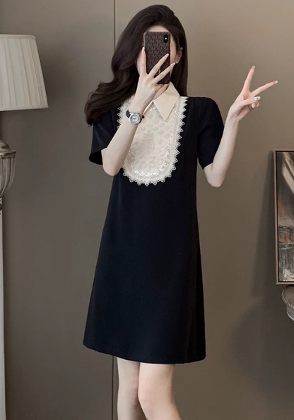 Polo collar beaded skirt