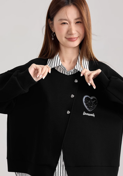 Bright diamond love patchwork sweatshirt