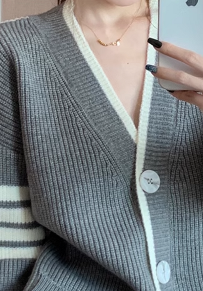 Premium gray knitted cardigan