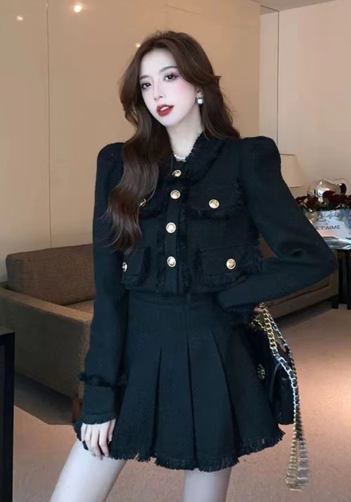 Xiaoxiang style high waist skirt suit