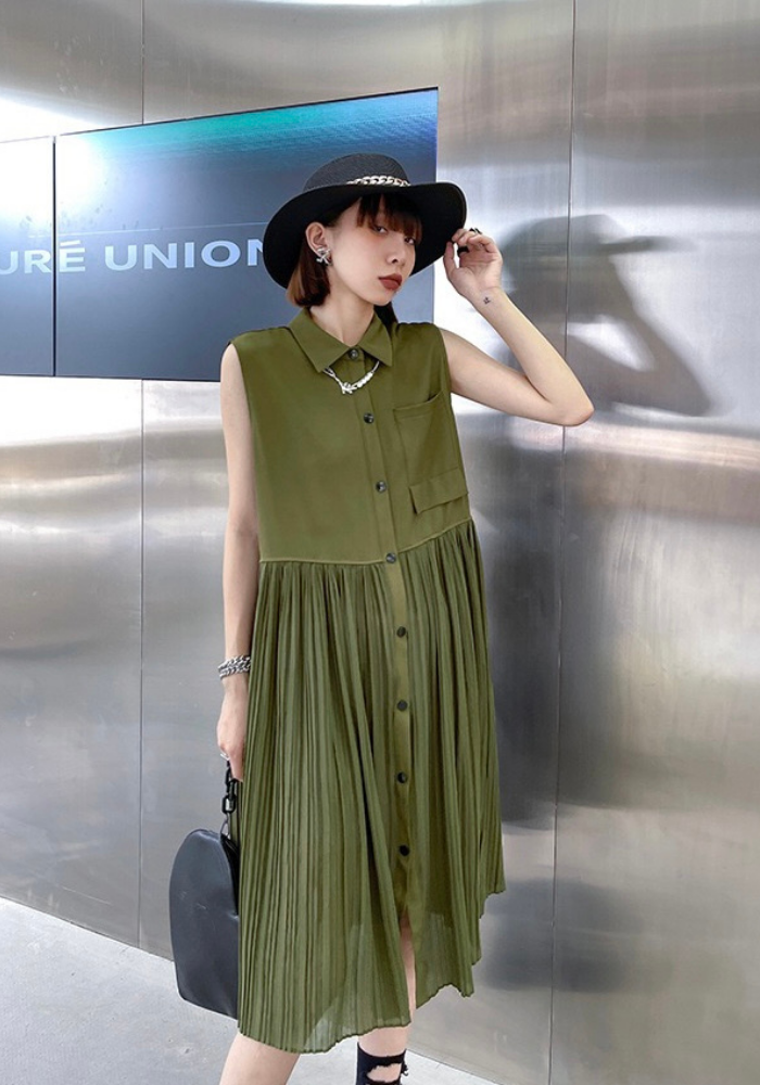 [Chiffon pleated tank skirt]