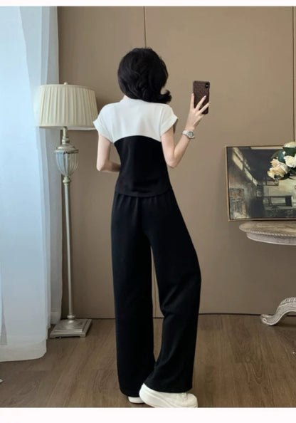 黑白撞色套裝