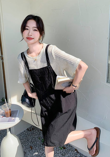 黑色背帶短褲套裝