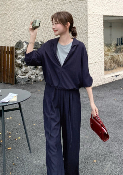 深藍假兩件套裝