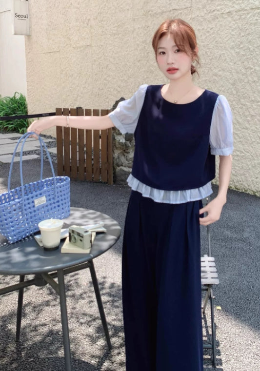 深藍拼接套裝