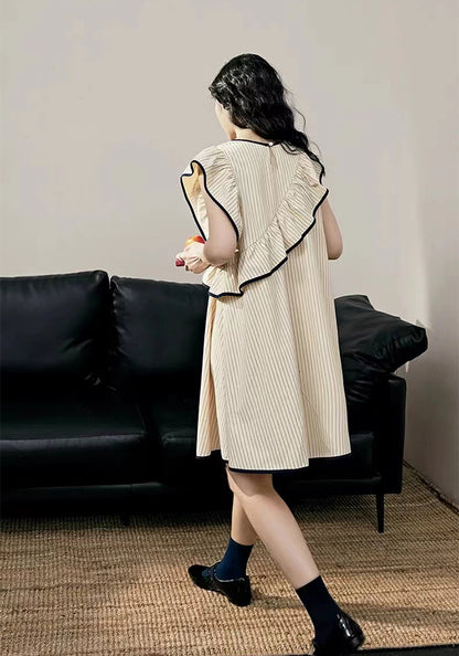 Unregular striped babydoll skirt