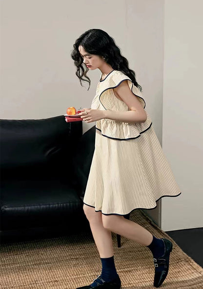 Unregular striped babydoll skirt
