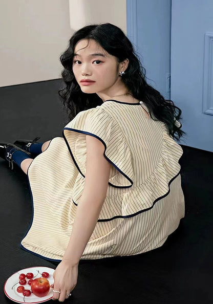 Unregular striped babydoll skirt