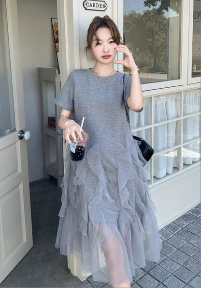 灰色網紗裙