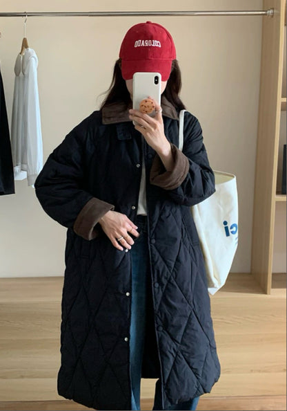 燈芯領長款羽絨服