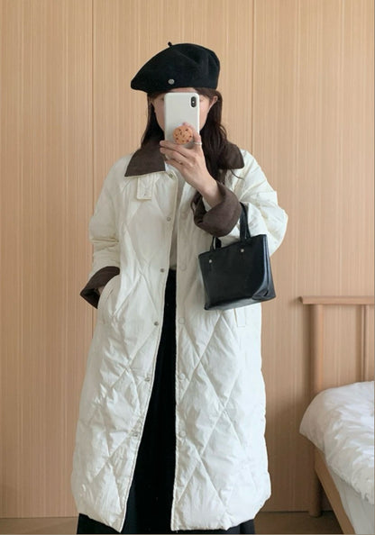 燈芯領長款羽絨服