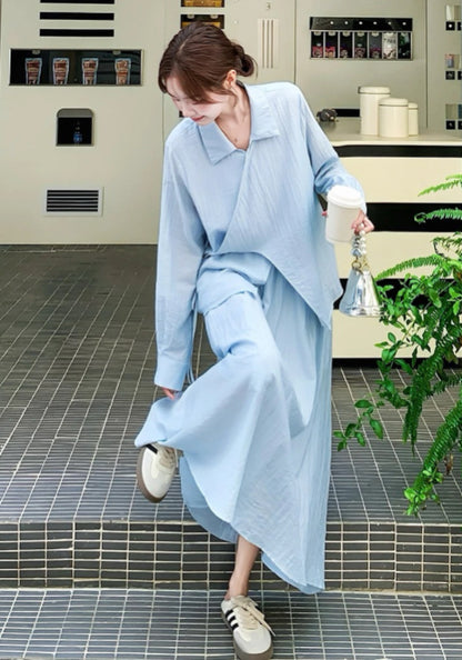 藍襯衫套裝裙