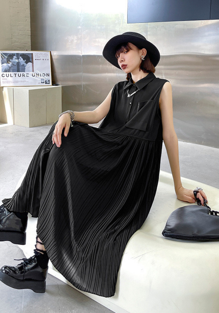 [Chiffon pleated tank skirt]