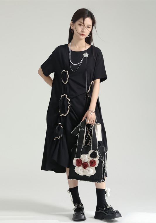 [Circle pleated cotton and linen dress]