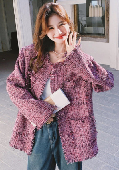 粉紫小香風外套