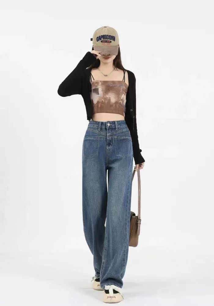 Korean style wide leg jeans