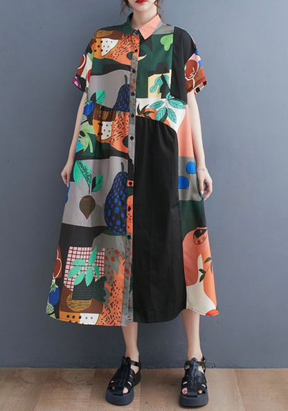 [Vintage printed patchwork dress]